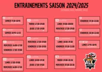 PLANNING DES ENTRAINEMENTS 2024-2025